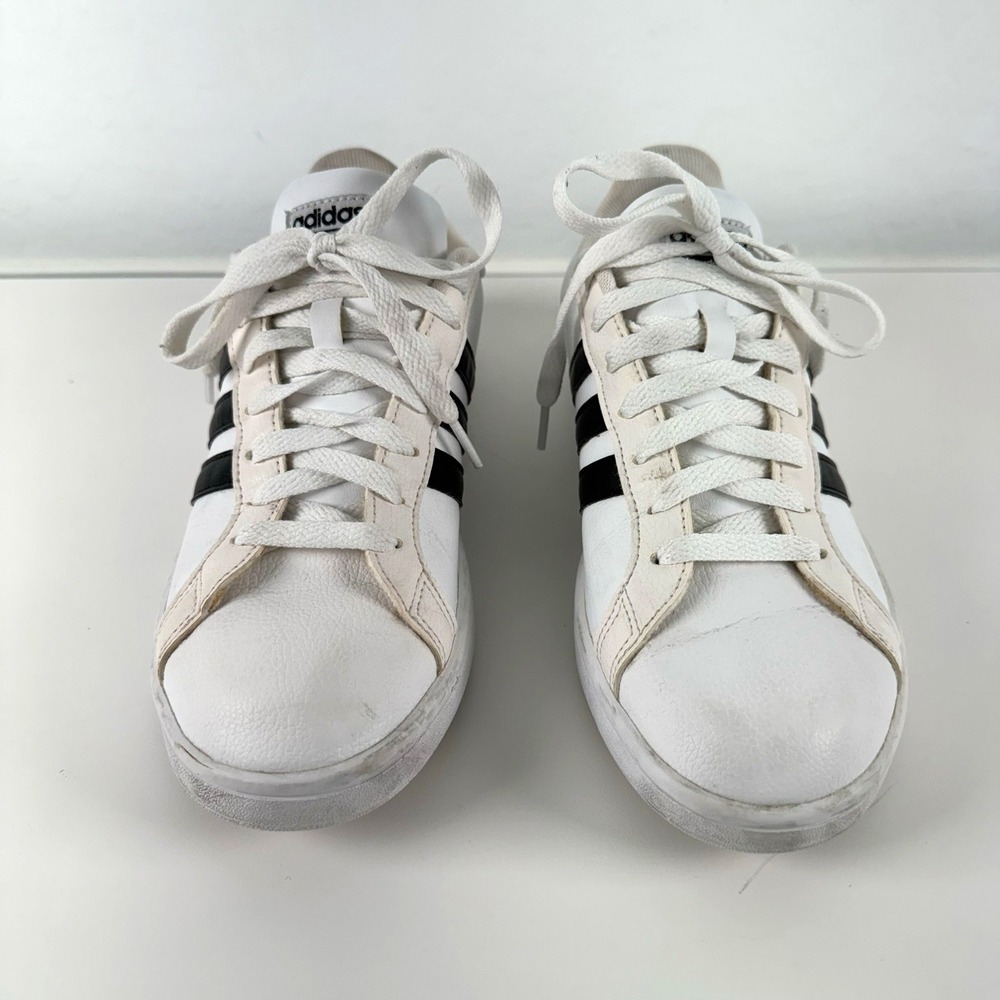 Adidas‎ Cloudfoam Advantage Women's White Black Stripes Sneakers Size 9.5 - Picture 6 of 16